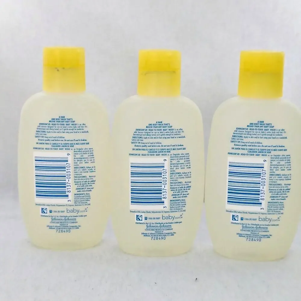 Johnson's Baby Head to Toe Body Wash Gentle Bath No More Tears 4 oz. Lot of 3